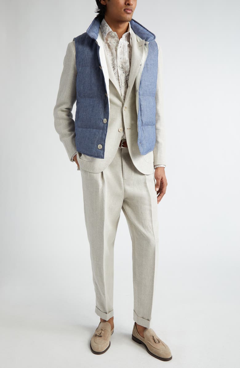 Brunello Cucinelli Chalk Stripe Linen Blend Suit, Alternate, color, 