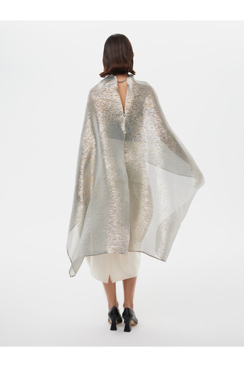 Metallic Silk Blend Party Cape, Alternate, color, Metalic