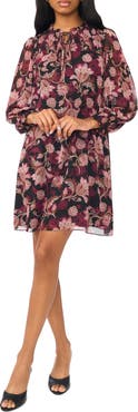 Halogen® Smocked Yoke Long Sleeve Dress