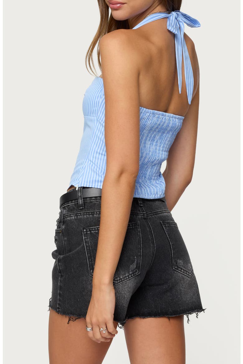 Caitie Stripe Cotton Halter Top, Alternate, color, BLUE