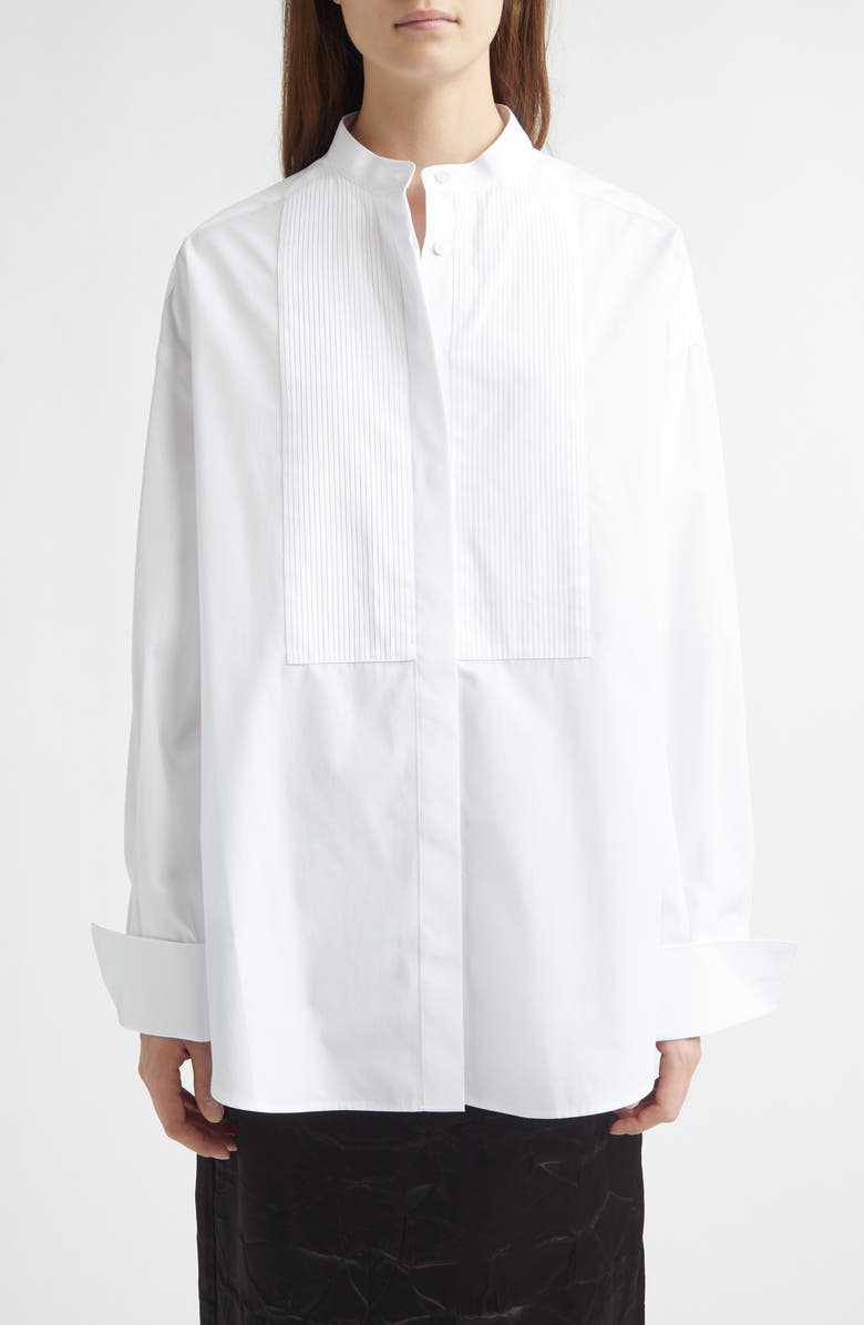 NACKIYÈ Tux Oversize Cotton Poplin Tuxedo Shirt, Main, color, Kaimak