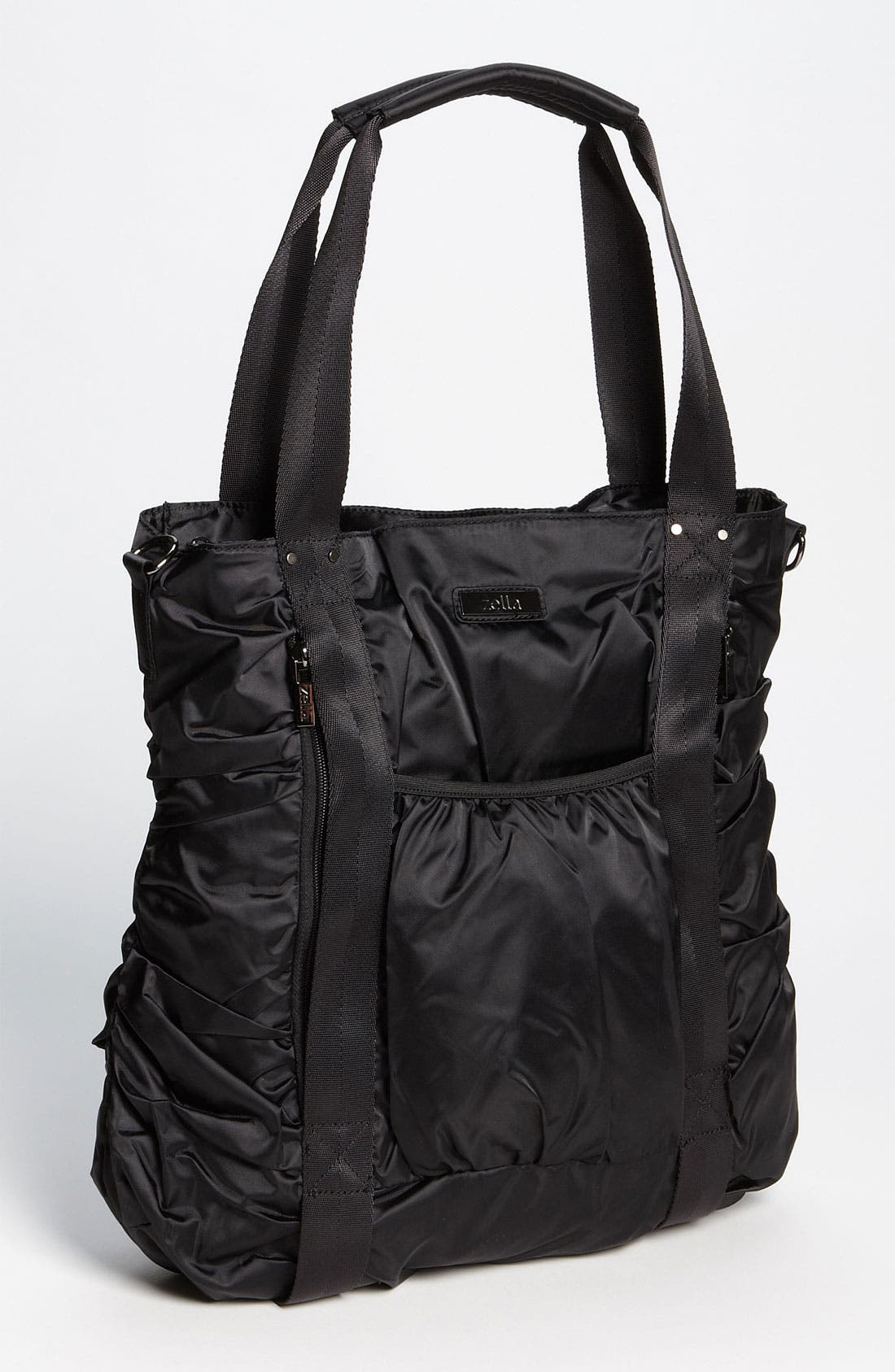 Gathered Tote, Main, color, BLACK