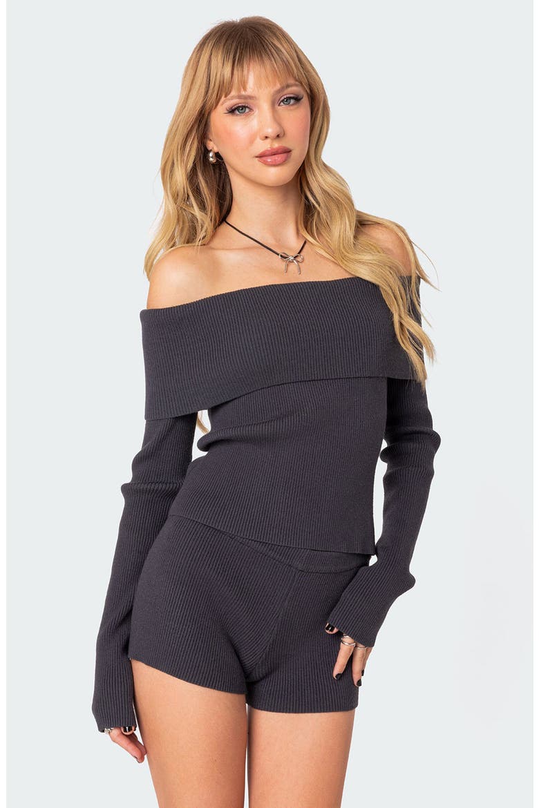 Miriam Off the Shoulder Top, Alternate, color, DARK-GRAY