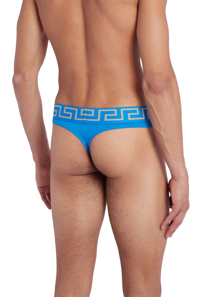 First Line Logo Stretch Cotton Thong, Alternate, color, TEAL