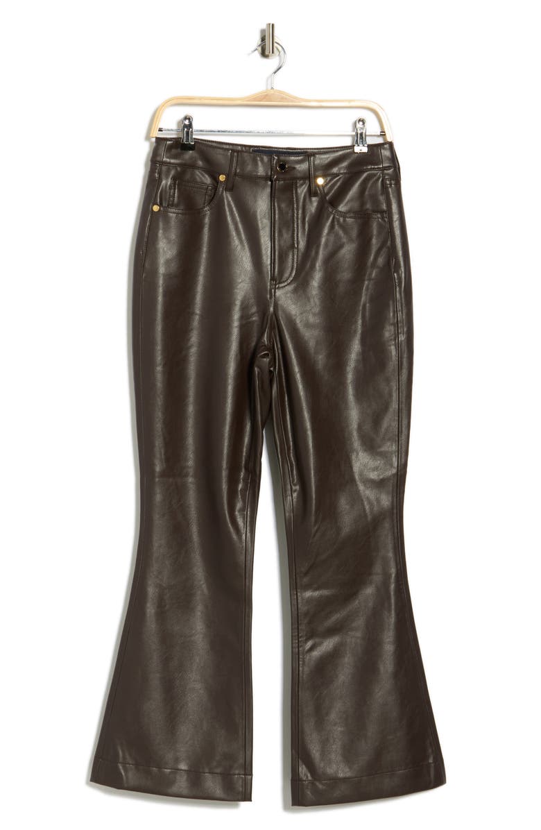 Veronica Beard Carson Faux Leather High Waist Ankle Flare Leg Pants, Alternate, color, Dark Chocolate