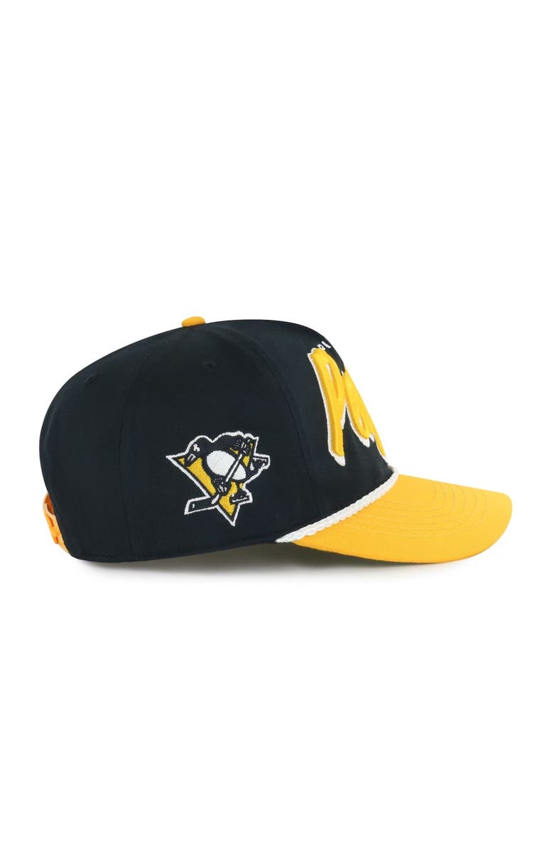 '47 Men's '47 Black/Gold Pittsburgh Penguins Dropshadow Rope Hitch Adjustable Hat, Alternate, color, Black