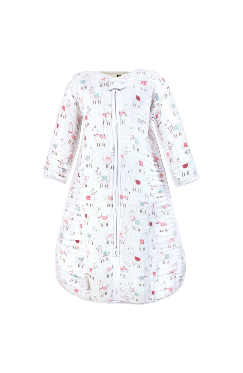 Hudson Baby Soft Muslin Long-Sleeve Sleep Swaddle, Main, color, Llama