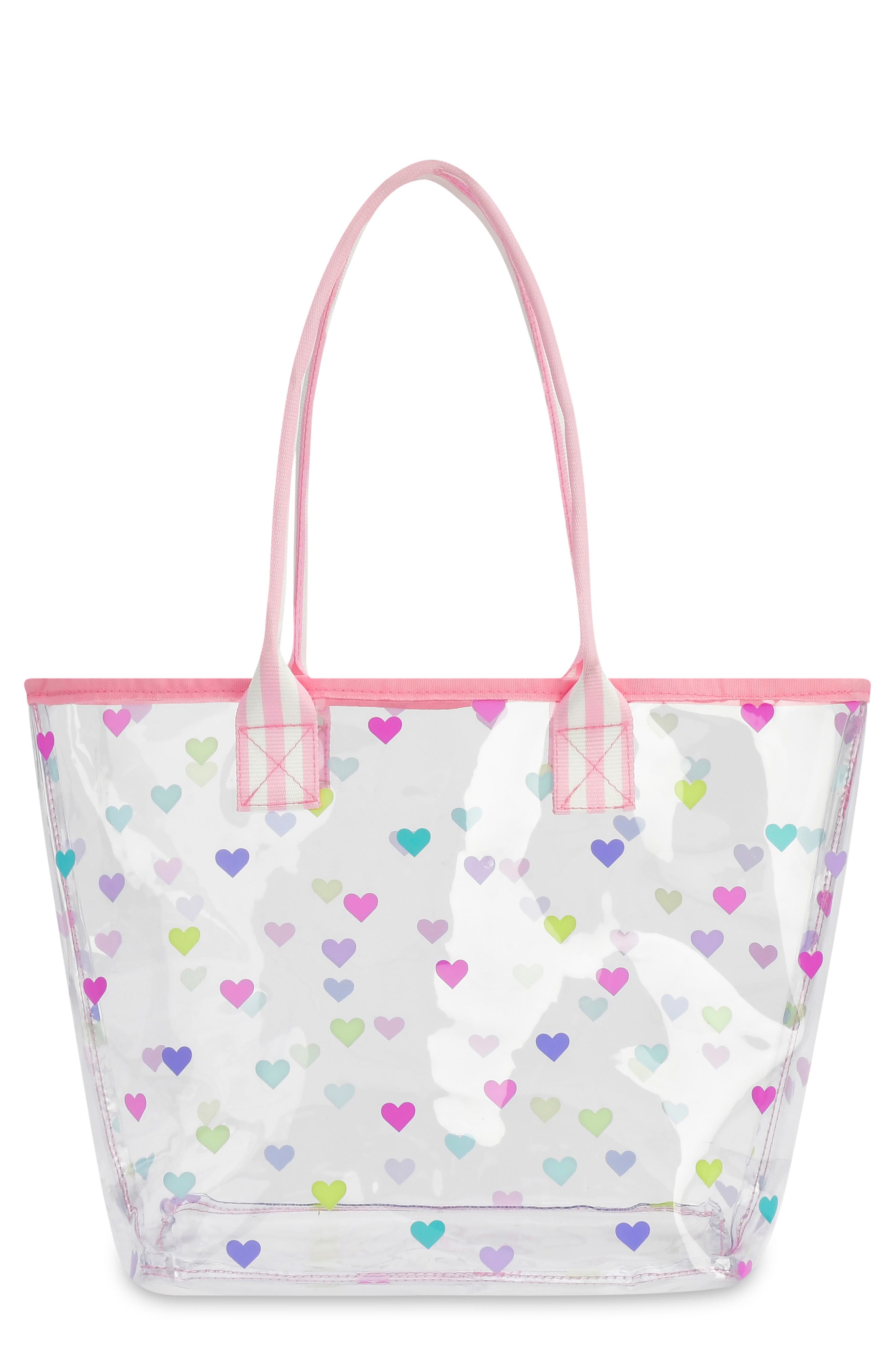 Iscream Kids' Clear Heart Confetti Tote, Main, color, Multi