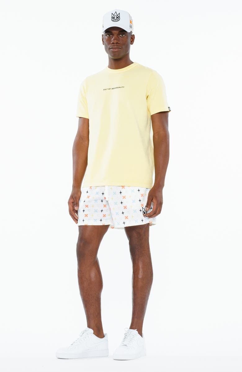 Cult of Individuality Geo Print Mesh Shorts, Alternate, color, Cult Repeat Patt Whi