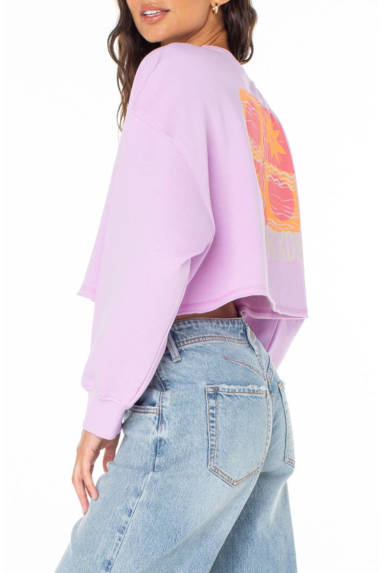 Morning Hike Graphic Crop Sweatshirt, Alternate, color, ORCHID BOUQUET SOLID