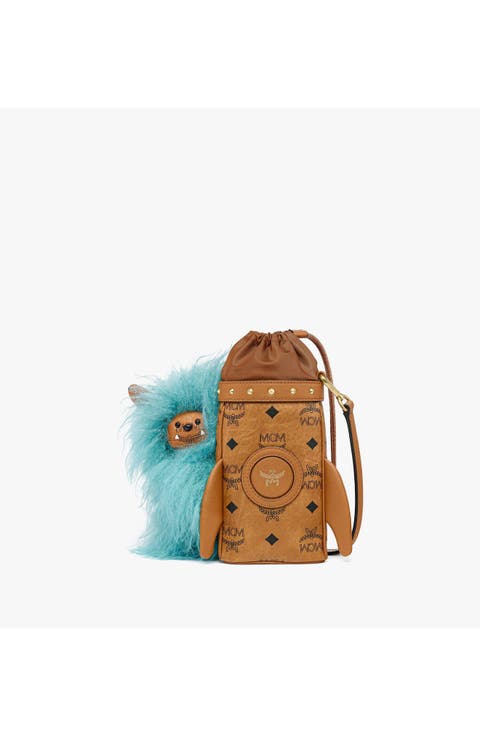 Ottomar Mars Dog Bottle Holder in Faux Fur and Visetos