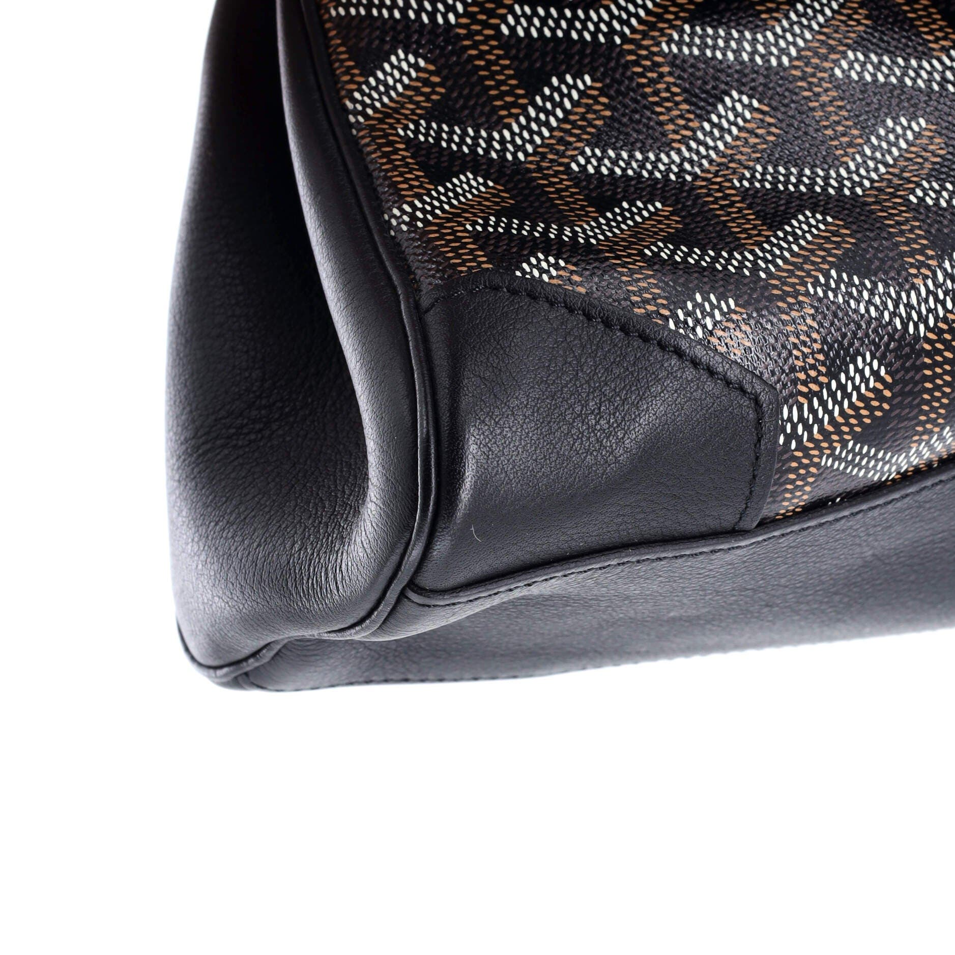 Pre-Owned Goyard Saigon Top Handle Bag Coated Canvas with Leather Mini, Alternate, color, Black