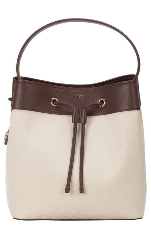 Liriel Canvas & Faux Leather Bucket Bag