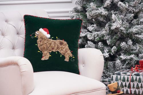 C & F Home C&f Home Dog With Light Embellished Christmas Throw Pillow, 18" X 18" In Black