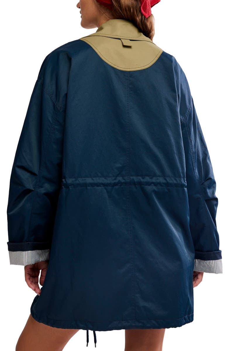 Free People Cotton & Nylon Captain's Jacket, Alternate, color, Navy Combo