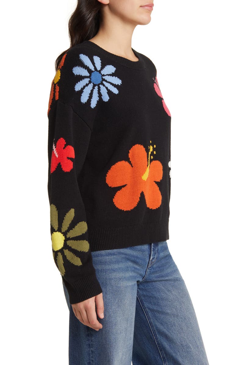 Rails Zoey Floral Intarsia Cotton Blend Sweater, Alternate, color,