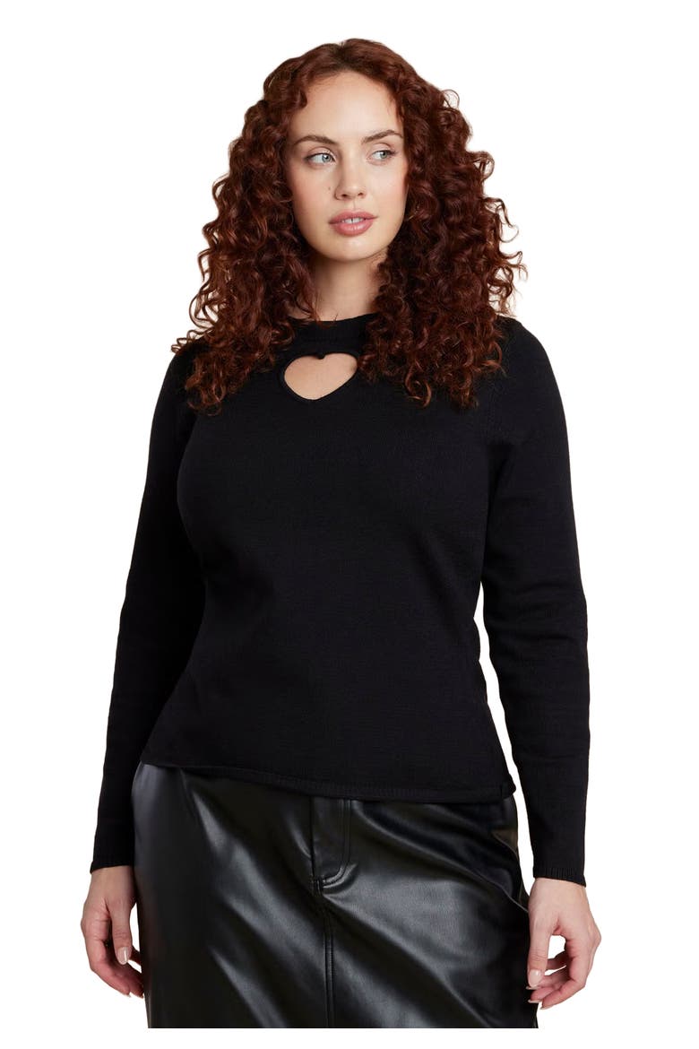 Heart Cut Out Sweater, Main, color, BLACK ONYX