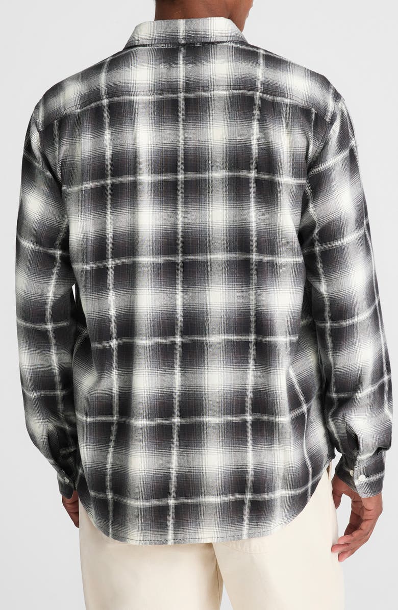 Madewell Plaid Flannel Button-Up Shirt, Alternate, color, Fade Plaid Almost Black