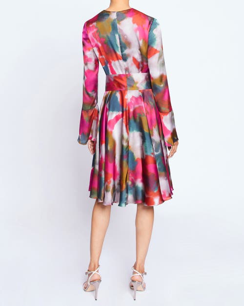 Santorelli Roni Abstract-print Charmeuse Dress In Sedona Multi