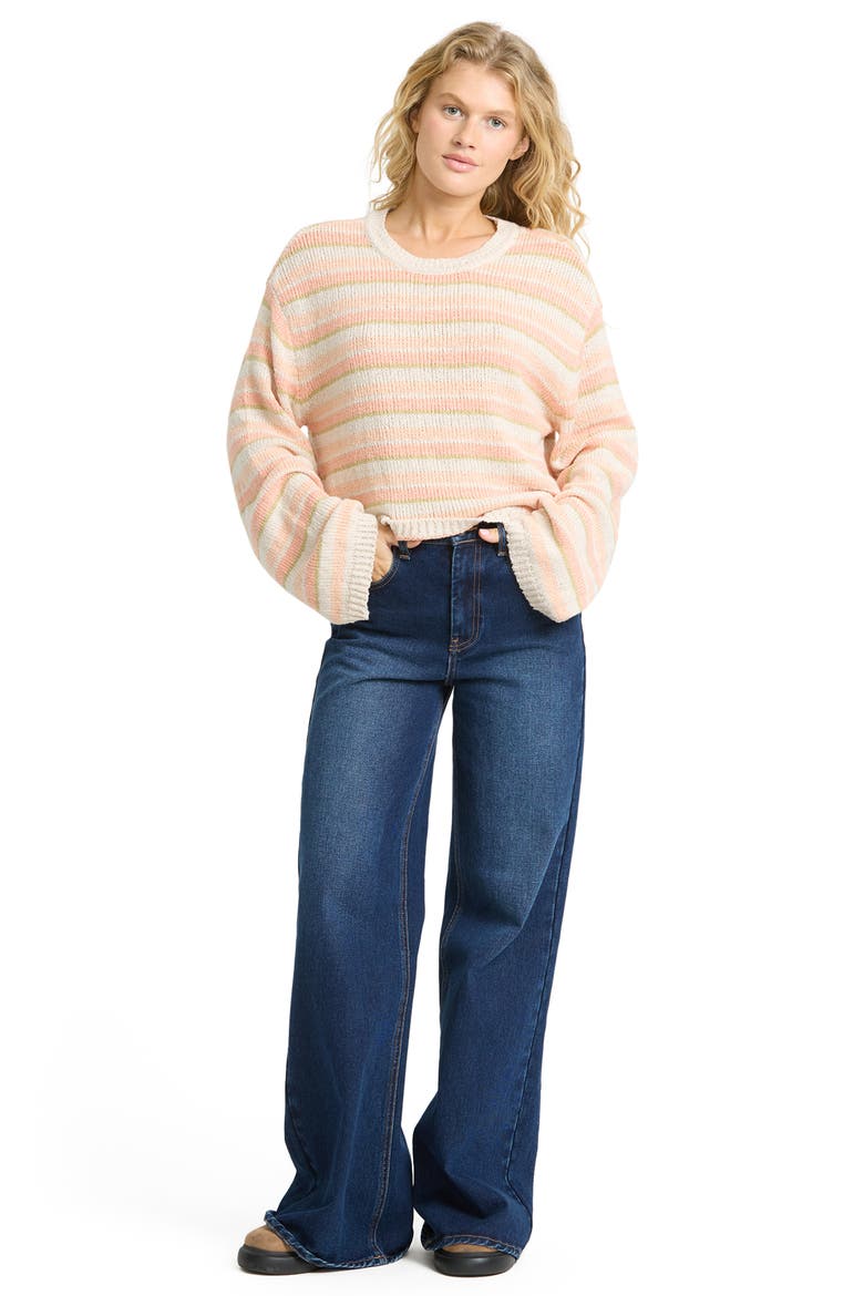 Bright Sol Stripe Cotton Blend Sweater, Alternate, color, LIGHT PEACH