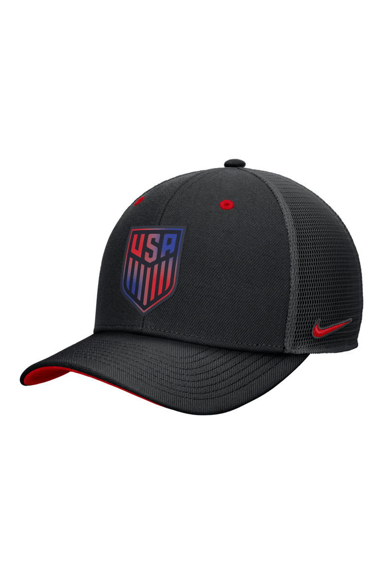 Men's Nike Black USMNT Rise Trucker Adjustable Hat, Main, color, Black