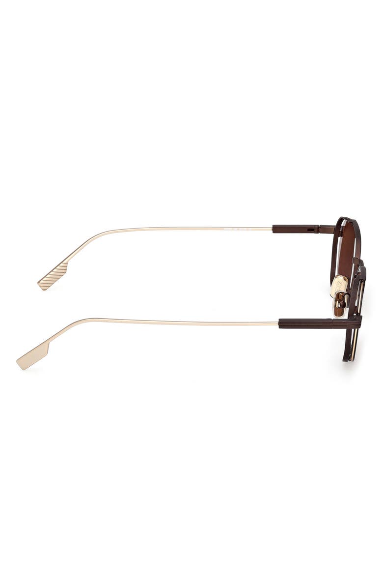 ZEGNA 52mm Geometric Sunglasses, Alternate, color, Dark Brown / Light Brown