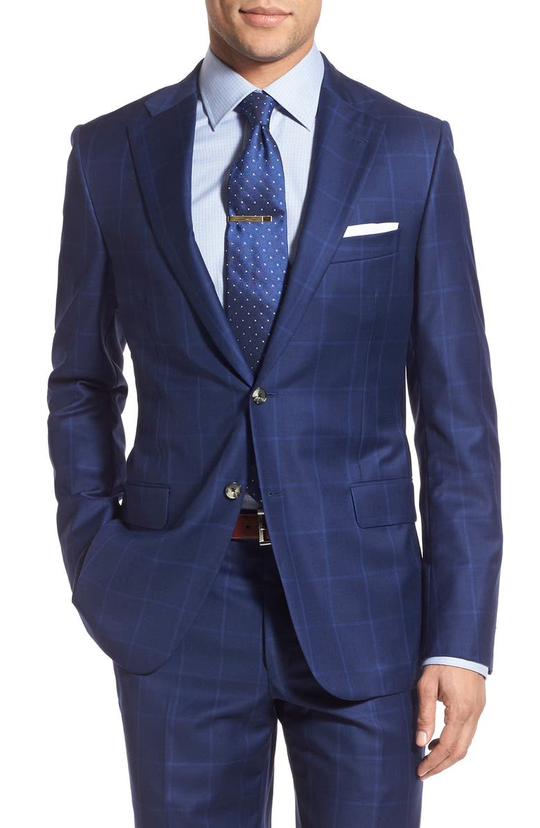 Hickey Freeman Classic Fit Windowpane Wool Suit, Alternate, color,