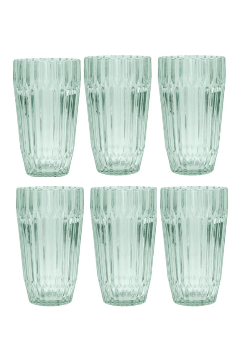 Archie Set of 6 Green Iced Beverage Glasses, Main, color, VERDE