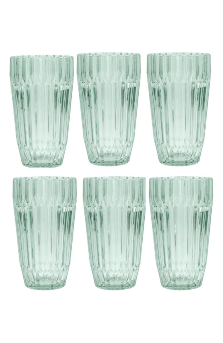 Fortessa Archie Set of 6 Green Iced Beverage Glasses, Main, color, Verde