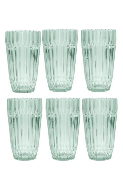Archie Set of 6 Green Iced Beverage Glasses