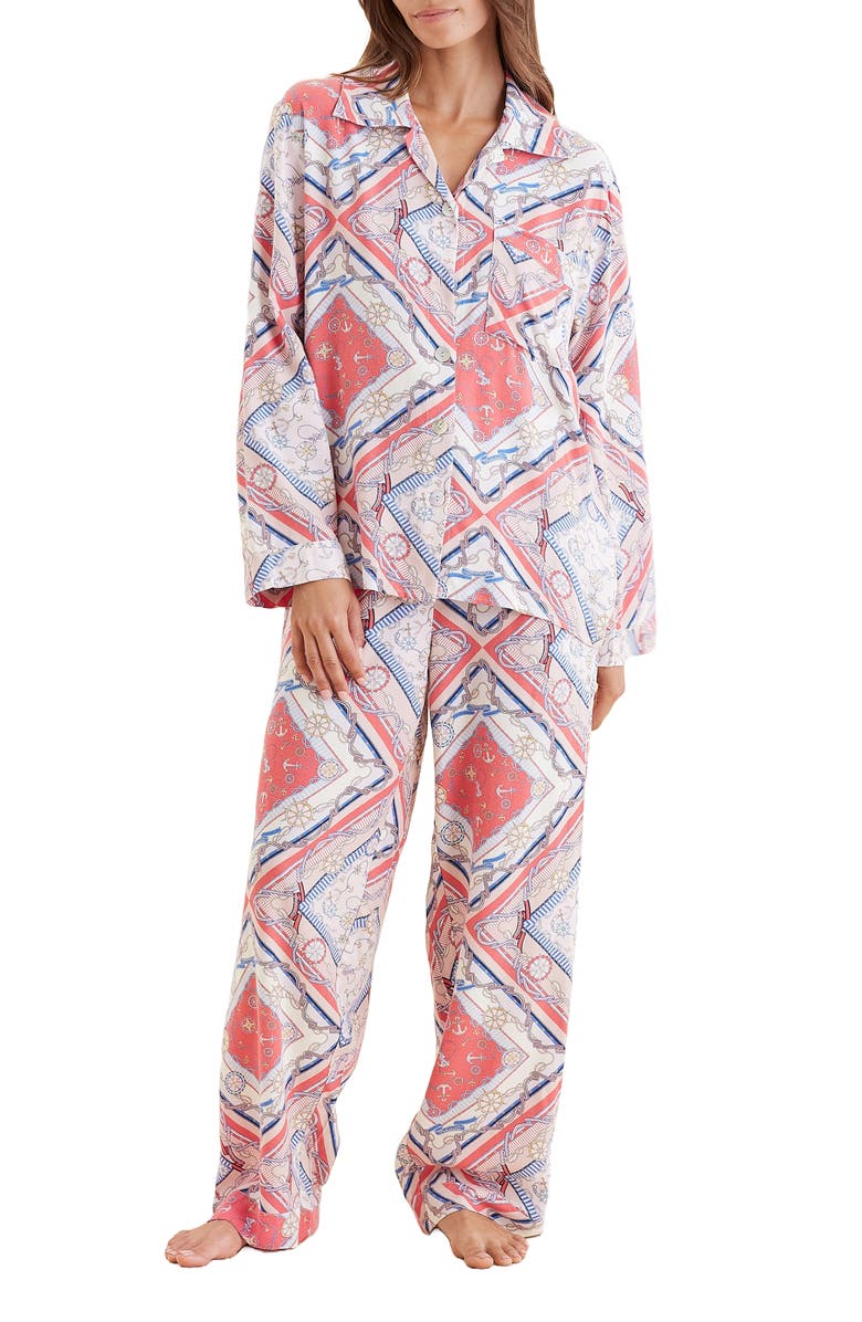 Papinelle Marine Cosy Print Pajamas, Main, color, 