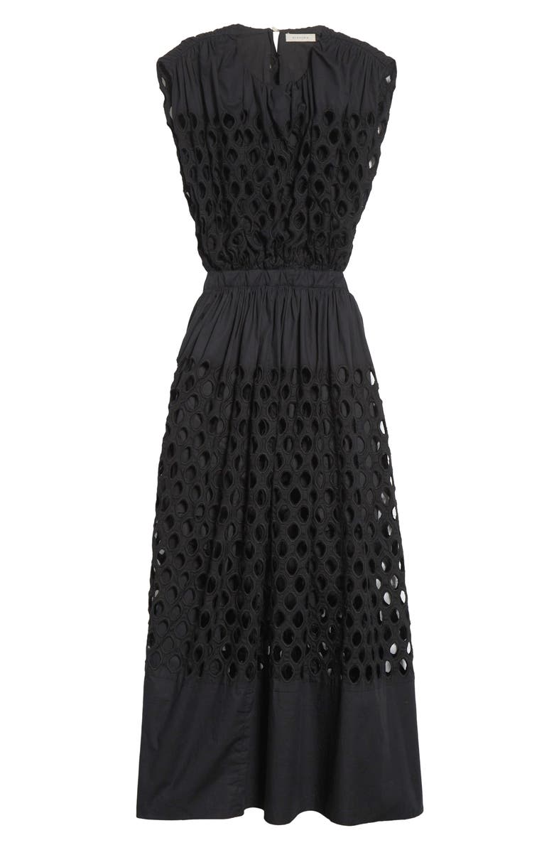Diotima Peplos Cotton Eyelet Dress, Alternate, color, Black