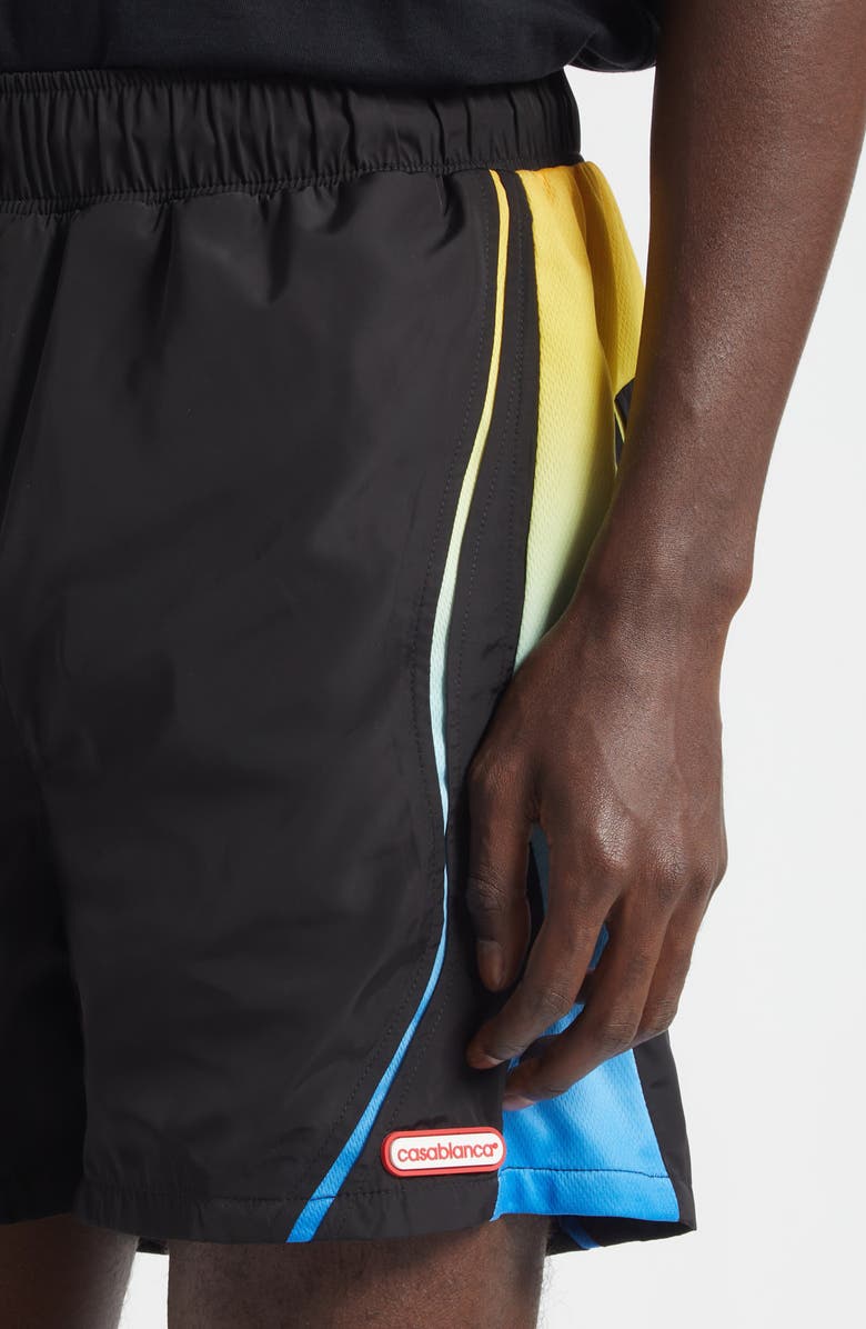 Casablanca Football Windbreaker Shorts, Alternate, color, Birdseye Msh Blk Grdnt