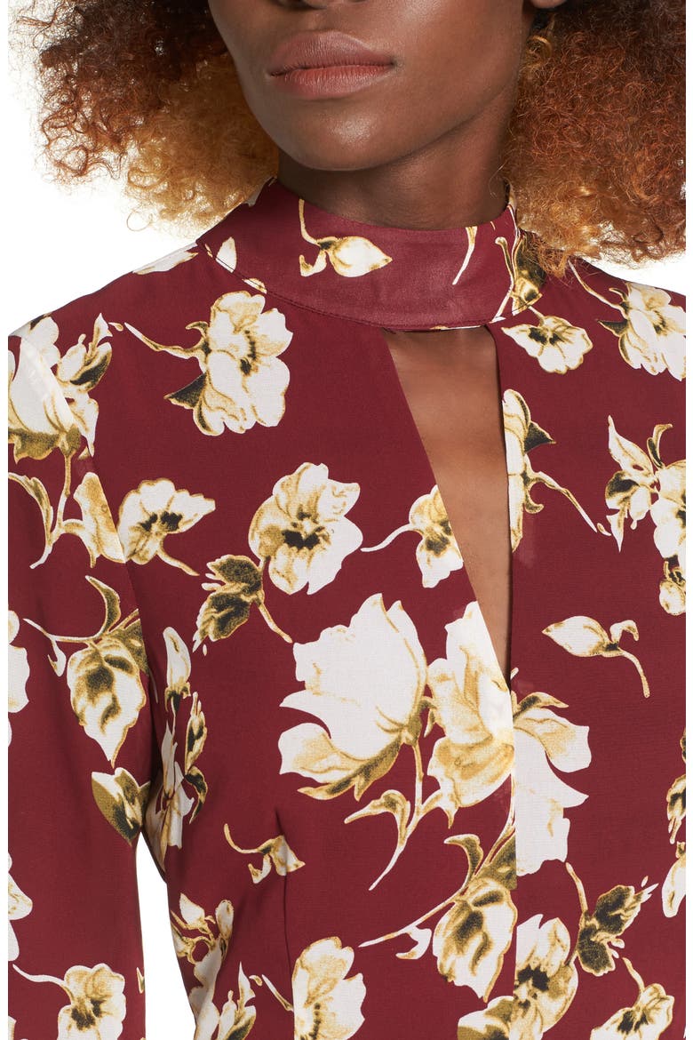 Meadow Skater Dress, Alternate, color, WINE FLORAL