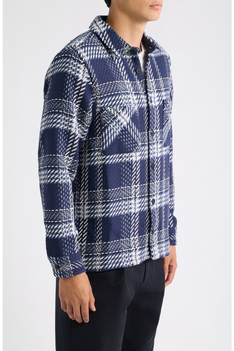 Whiting Plaid Recycled Cotton Blend Overshirt, Alternate, color, NAVY / ECRU