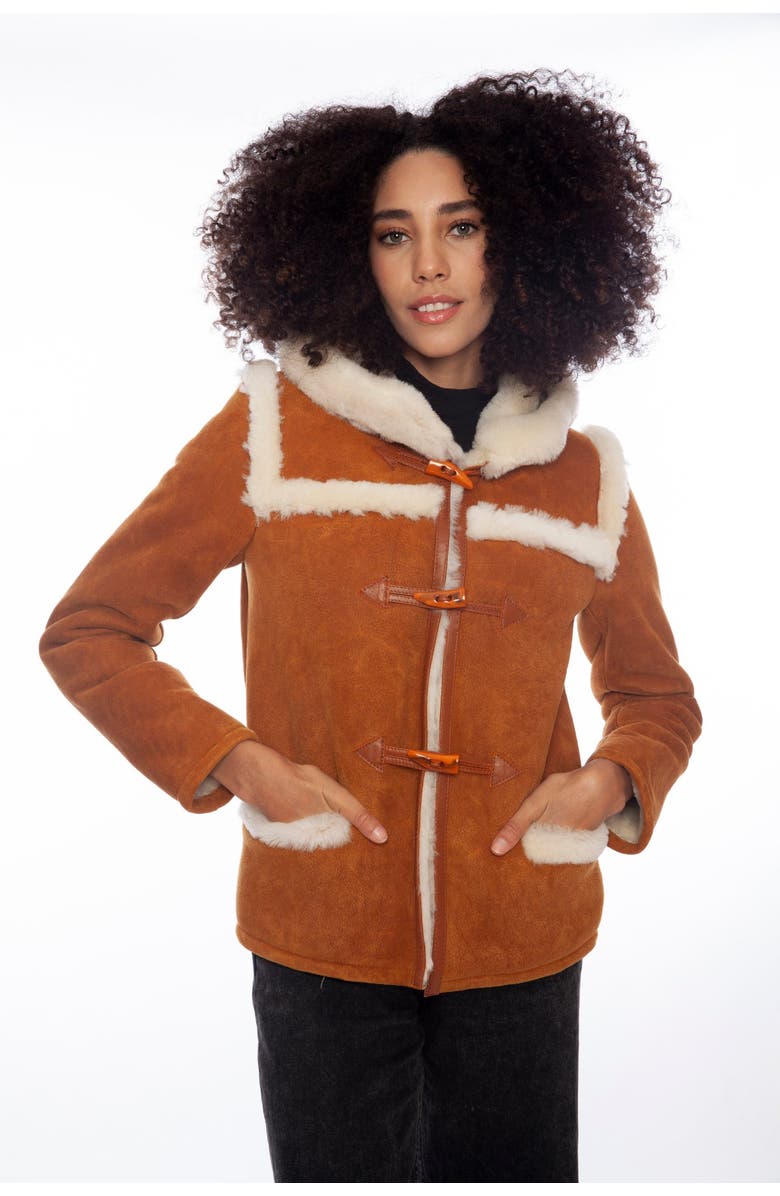 Furniq UK Cecilia Suede Shearling Jacket, Main, color,