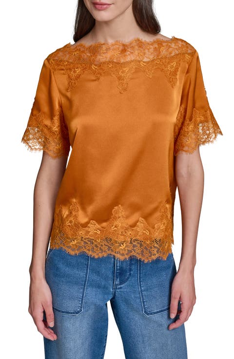 Lace Detail Satin Top
