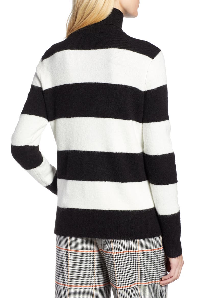 x Atlantic-Pacific Stripe Turtleneck Sweater, Alternate, color, BLACK- IVORY STRIPE