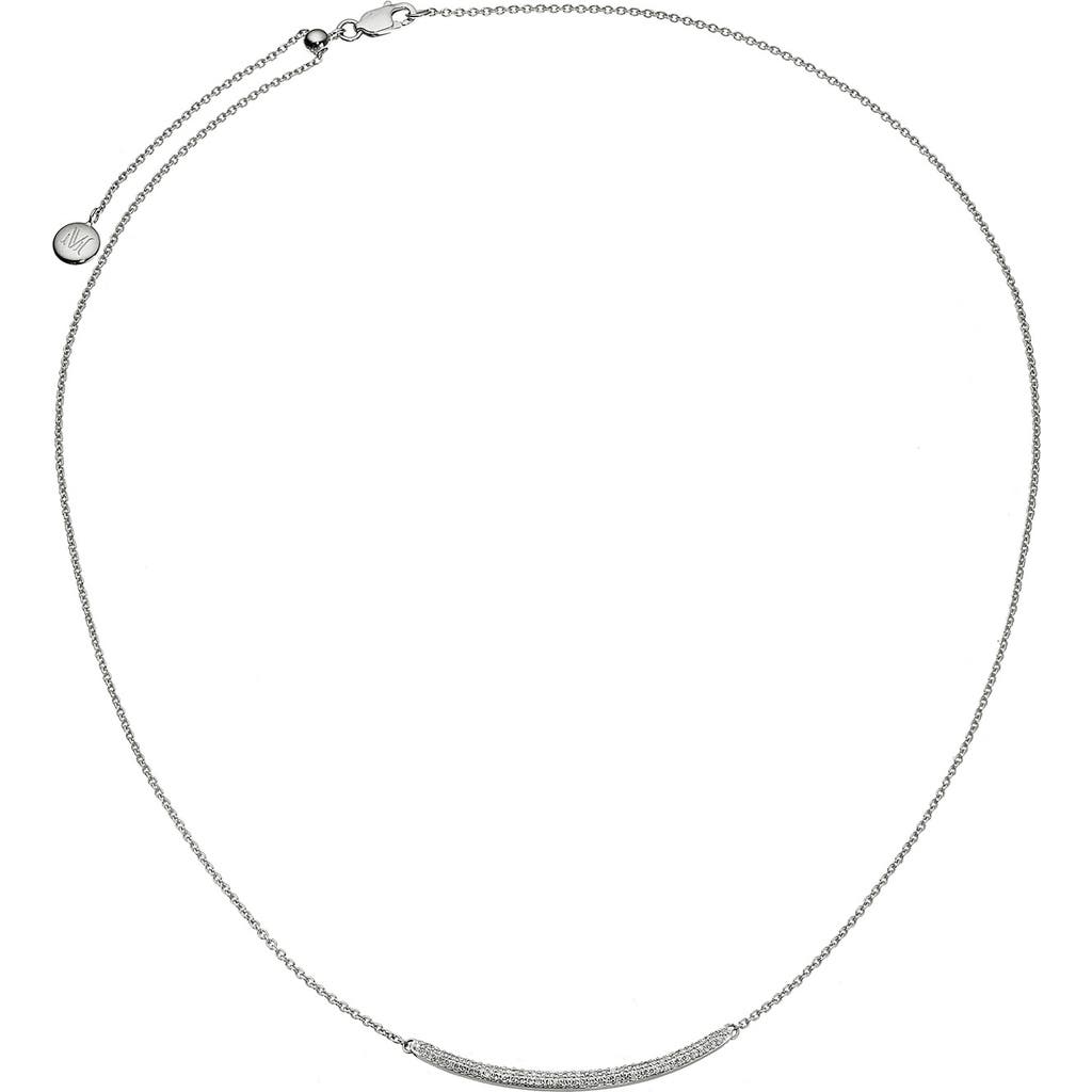 Monica Vinader Skinny Curve Diamond Bar Necklace In Metallic