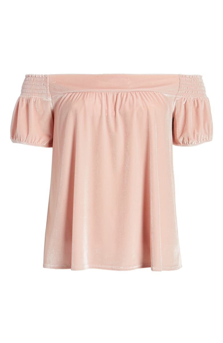 Hinge Off the Shoulder Velvet Top, Alternate, color, 