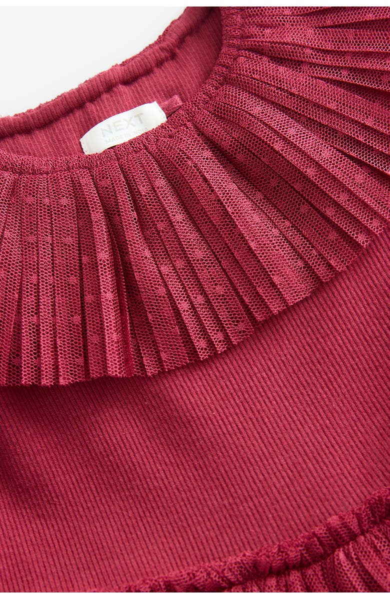 NEXT Kids' Long Sleeve Dot Mesh Dress, Alternate, color, Red