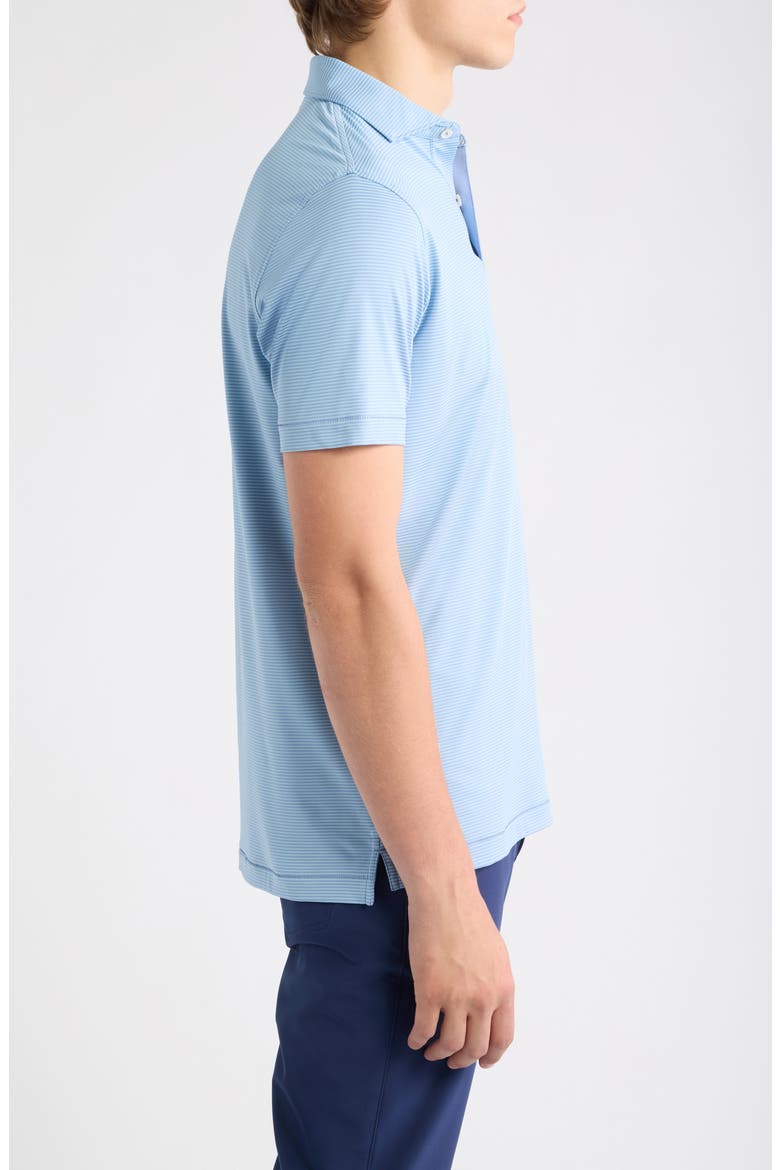 Cadenza Pinstripe Crown Crafted Performance Jersey Golf Polo, Alternate, color, WINDY BLUE / SEAFLOWER
