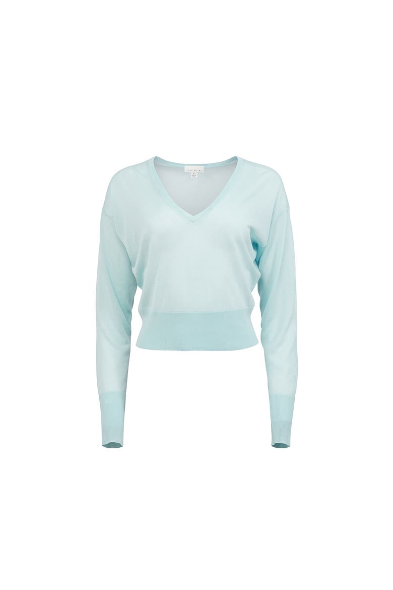 Sheer Knit V-Neck Sweater, Alternate, color, FROSTED MINT