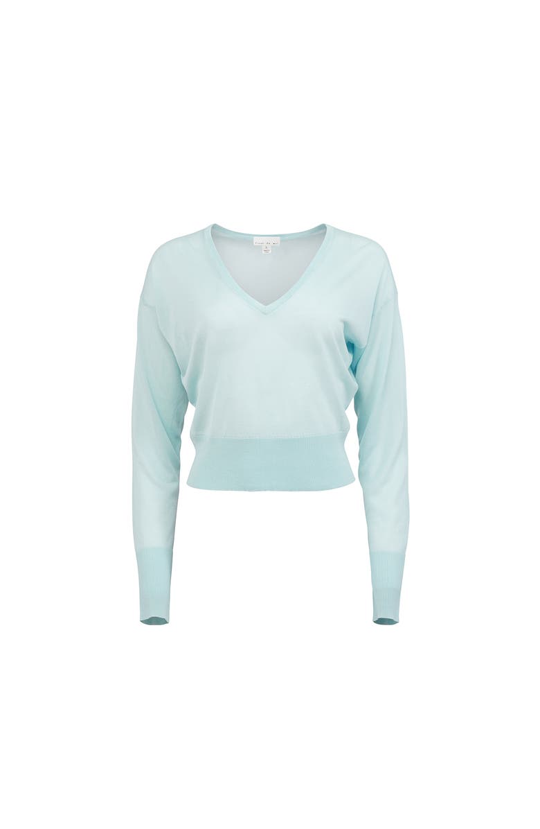 Fleur Du Mal Sheer Knit V-Neck Sweater, Alternate, color, Frosted Mint