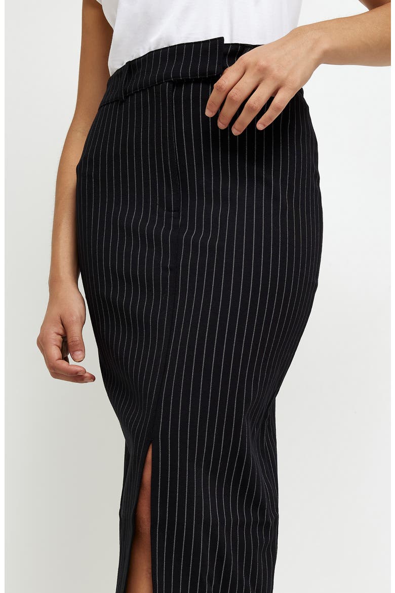 Pinstripe Ponte Knit Midi Skirt, Alternate, color, NAVY