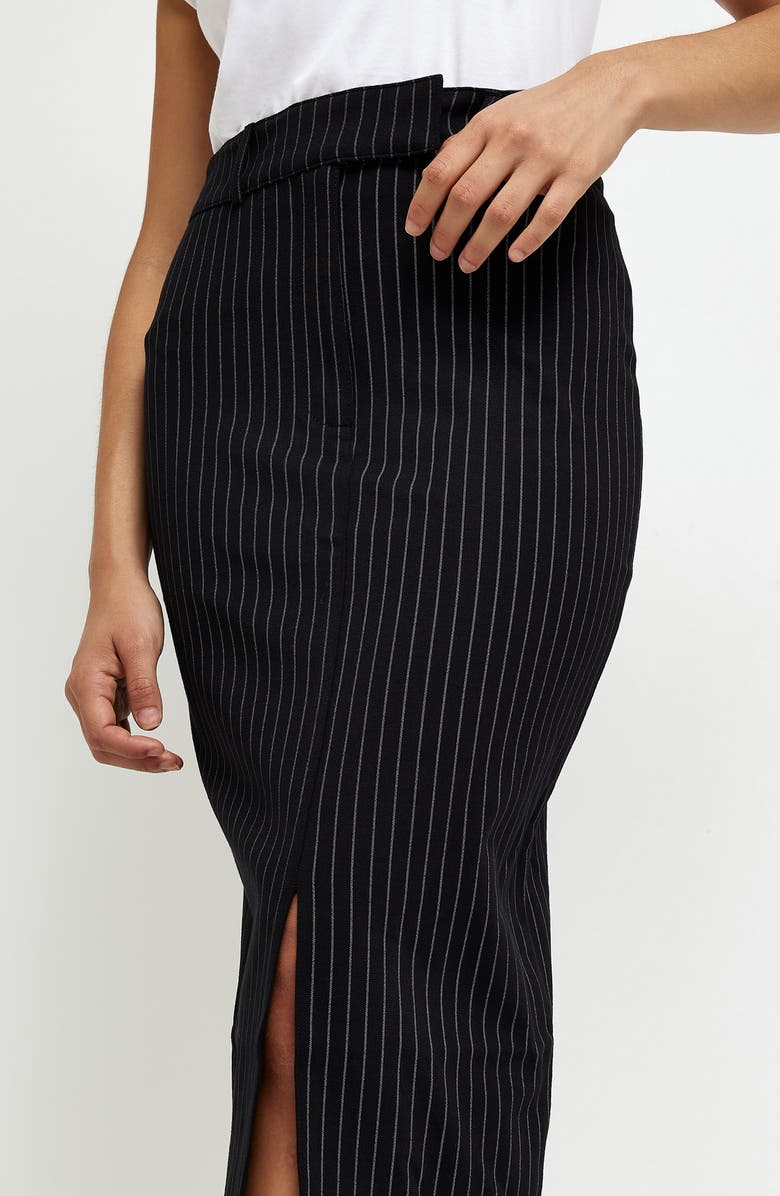 River Island Pinstripe Ponte Knit Midi Skirt, Alternate, color, 