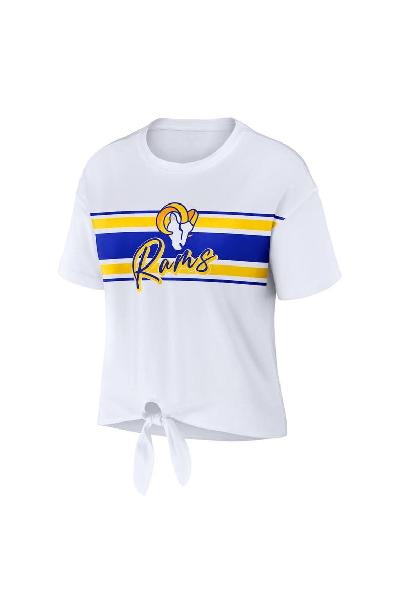 WEAR by Erin Andrews Women's WEAR by Erin Andrews White Los Angeles Rams Front Tie Retro T-Shirt, Alternate, color, 