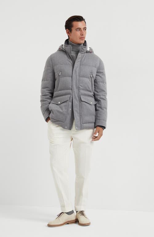 Brunello Cucinelli Cotton-virgin Wool Gabardine Italian Trousers In Off-white