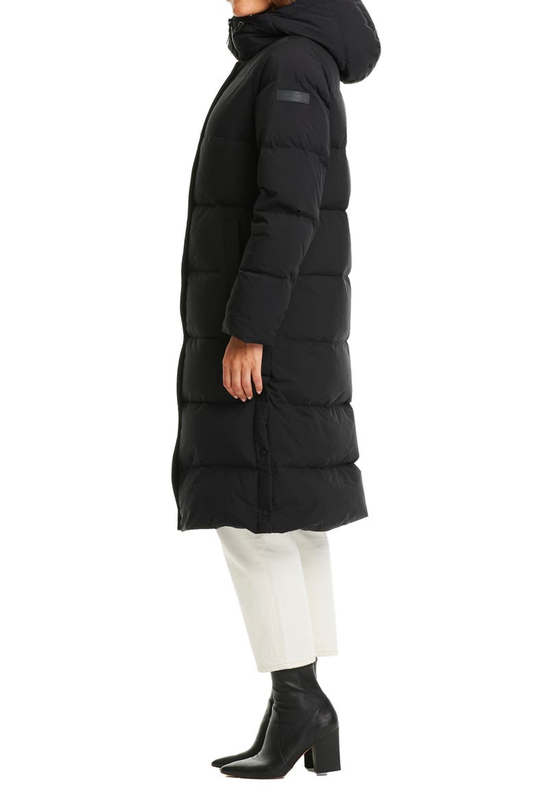 Water Resistant 700 Fill Power Down Hooded Long Coat, Alternate, color, BLACK