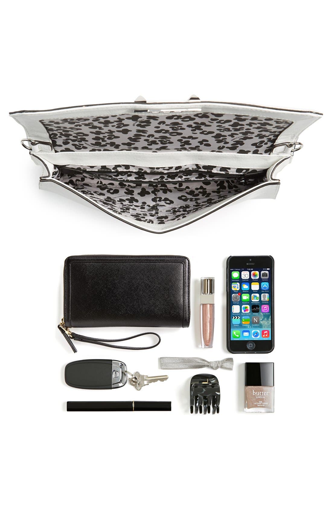 'Love' Clutch, Alternate, color, WHITE